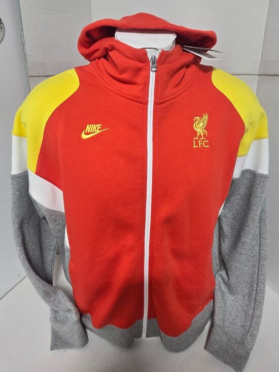 Nike Tops - Nike Liverpool FC Women's Full-Zip Hoodie Jacket NWT Medium Red Yellow Grey